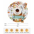 thumbnail image 6 of 13 Inch Round Placemats Set of 6, Thanksgiving Non Slip Heat Insulation PP Table Mats, Maple Leaf Farm Pumpkin White Wood Grain Washable Place Mats for Kitchen Dining Party Table Decor, 6 of 7