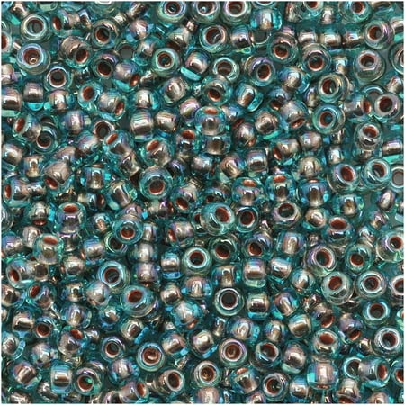 - Toho Round Seed Beads 11/0 #995 'Gold Lined Rainbow Aqua' 8 Gram Tube