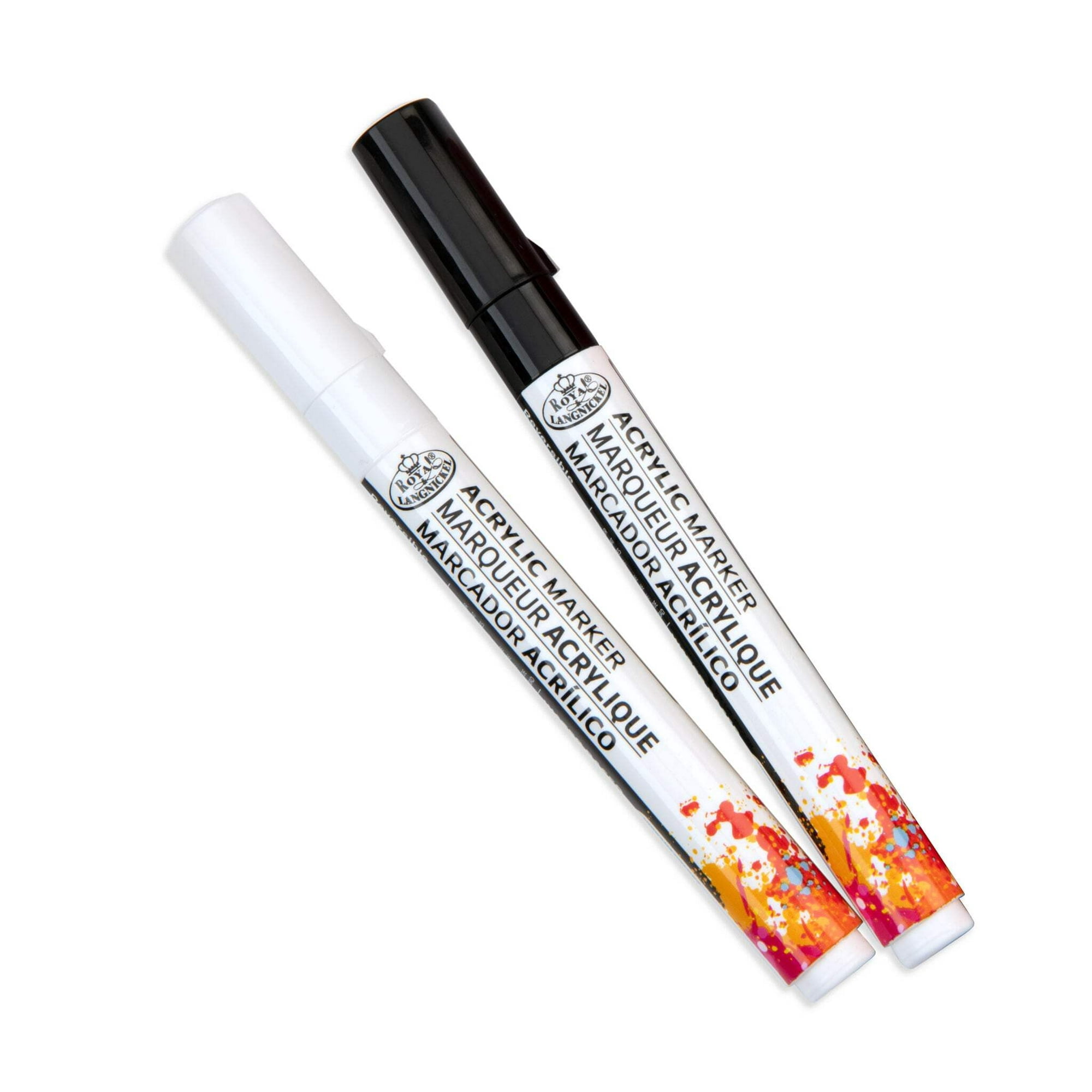 ( 4 Pack ) Royal & Langnickel 2 Piece Acrylic 2mm Reversible Tip Black/White Marker