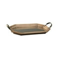 thumbnail image 1 of Benjara BM227399 Geometric Tray with Mirror Inlay & Metal Handles, Brown & Silver, 1 of 1