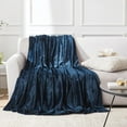 thumbnail image 2 of Flannel Fleece Throw Blanket Twin Size, Super Soft Fluffy Bed Plush Blanket Throw, Luxury Fuzzy Cozy Couch Blanket for All Seasons, Navy Blue, Twin 60x80, 2 of 6