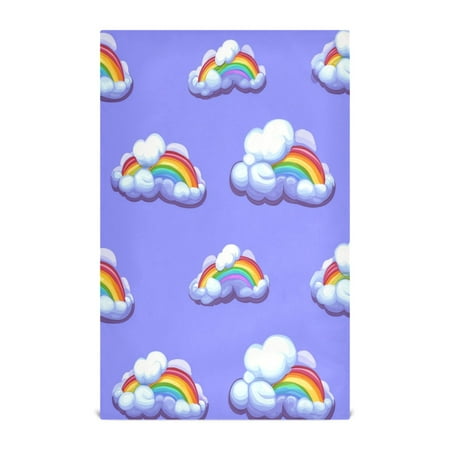 

Rainbow Clouds Pattern Decorative Waffle Towel Kitchen Dishcloth 28x18in Multi-Use Tea Towel