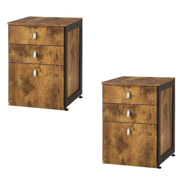 (Ensemble de 2) Armoire à Dossiers 3 Tiroirs en Muscade Antique
