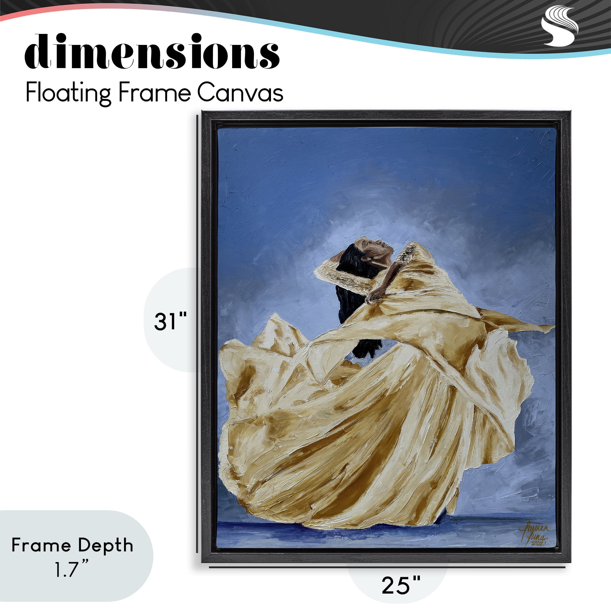 Stupell Industries Expressive Elegant Dancer Black Framed Floater Canvas Wall Art, design by Lauren Luna