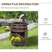 Outsunny 23 H Outdoor Water Fountain Wood and Metal Rustic Apple Barrel Pump Garden Decor for Outside Backyard