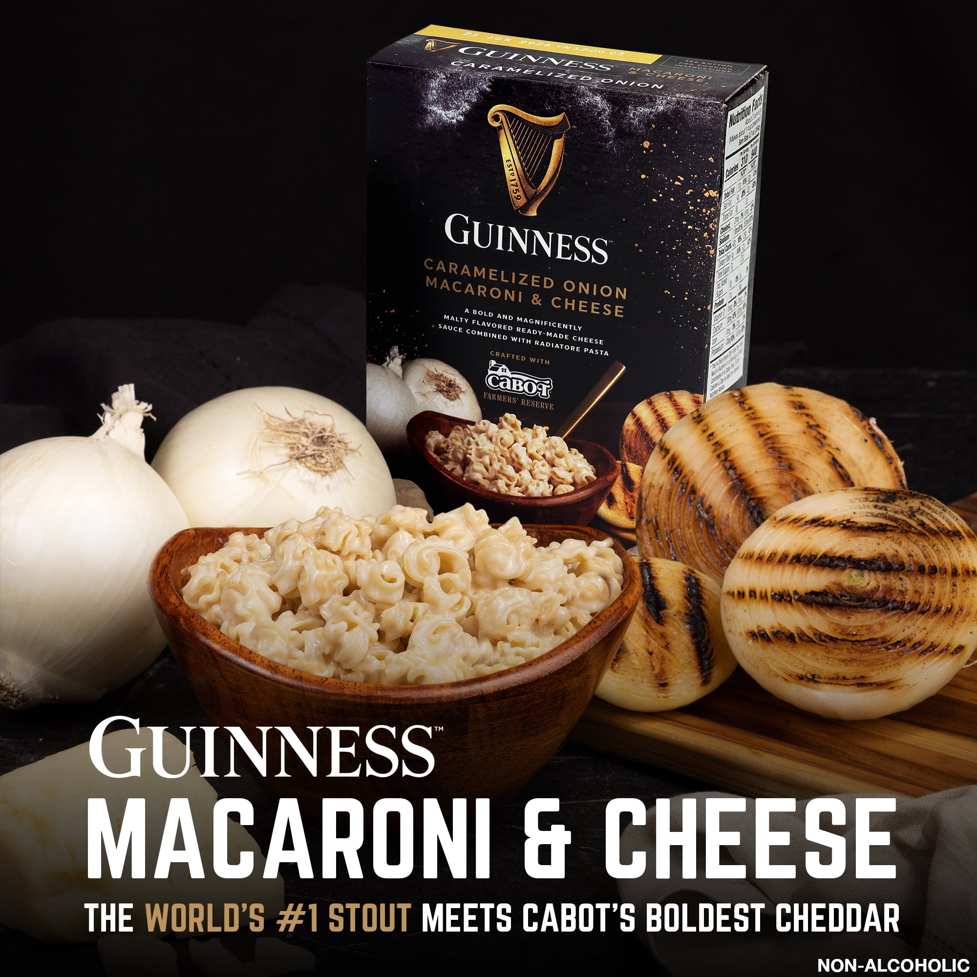 (6 pack) Guinness Caramelized Onion Macaroni & Cheese with Organic Pasta, 11 oz Box, Shelf-Stable