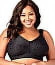 Elila Women's Plus Size Super Curves Jacquard Softcup Bra, Full Coverage Wire-Free Firm Support, Style 1305 Black