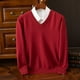 thumbnail image 2 of In autumn and winter, the new 2024 men's V-neck 100% pure wool plus size loose casual sweater thickened Hugh knitted sweater top, 2 of 5