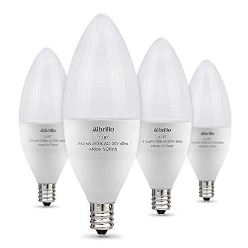 Albrillo E12 LED Bulb Candelabra Light Bulbs 6W, 60 Watt Equivalent, Warm  White 2700K Chandelier Bulbs, Decorative Candle Base, Non-Dimmable, pack of  4 - Walmart.com