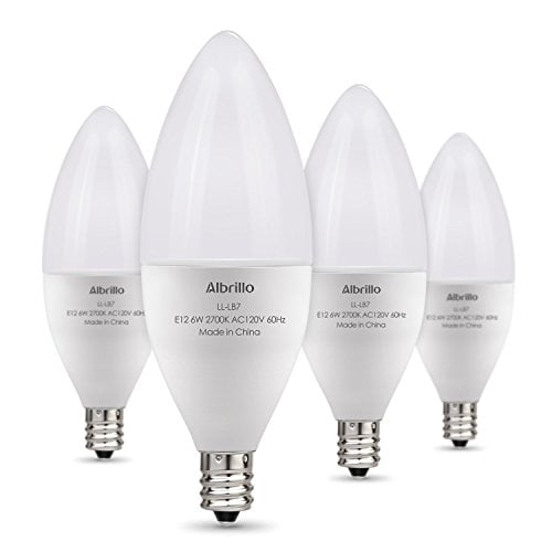 Albrillo E12 LED Bulb Candelabra Light Bulbs 6W, 60 Watt Equivalent, Warm White 2700K Chandelier Bulbs, Decorative Candle Base, Non-Dimmable, pack of 4 - Walmart.com