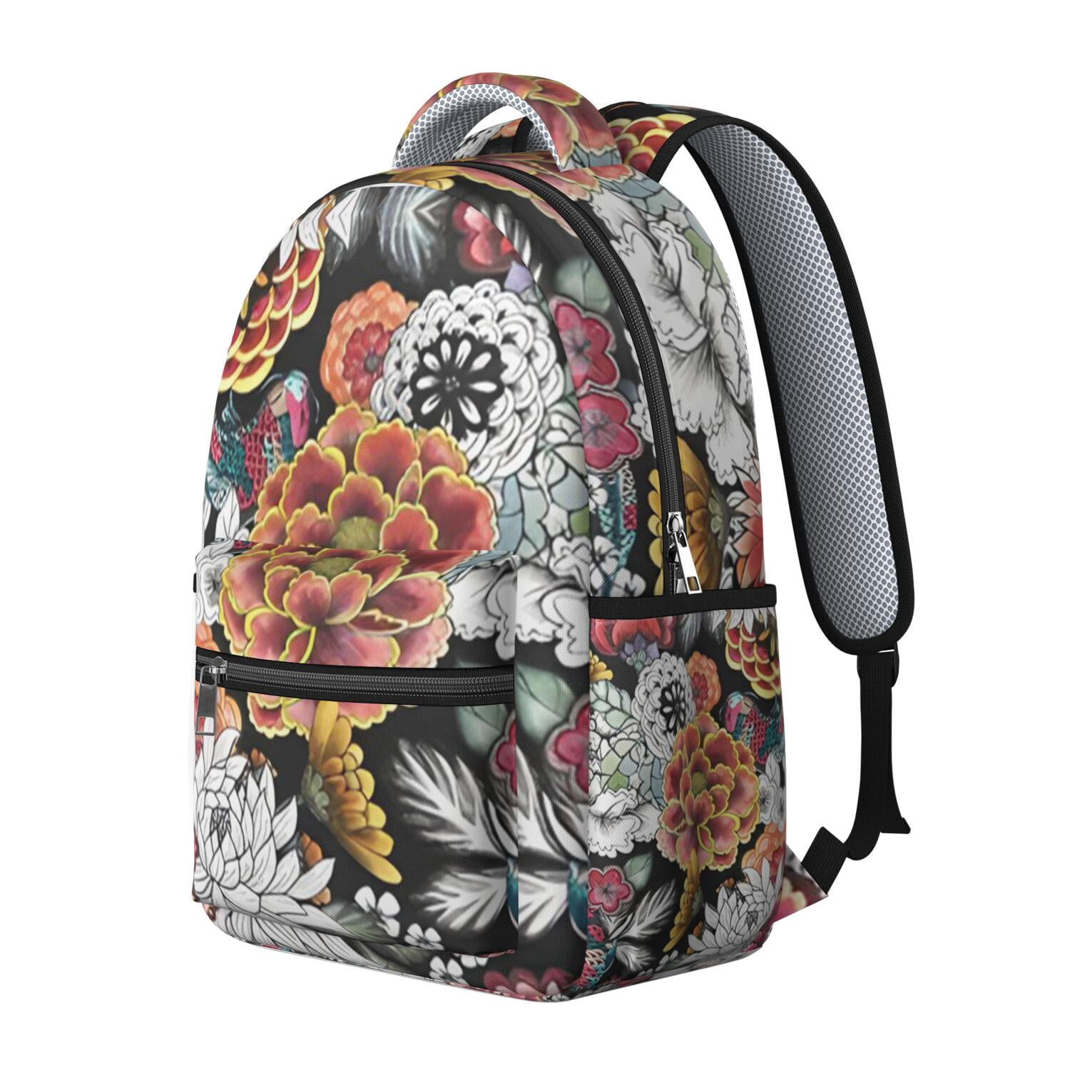 Handpainted Floral Sunflower Vegan Leather Backpack - Black & Teal Hand-Painted Leather Cross Body Bag - Flowers – Bethan  main image 4