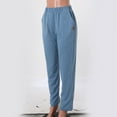 thumbnail image 6 of WTXUE Women's Pants, Womens Trousers Women High Waisted Wide Leg Pants Drawstring Elastic Trousers Comfy Straight Leg Long Pants with Pockets, Slacks Pantalones De Mujer, Sky Blue, 6 of 7