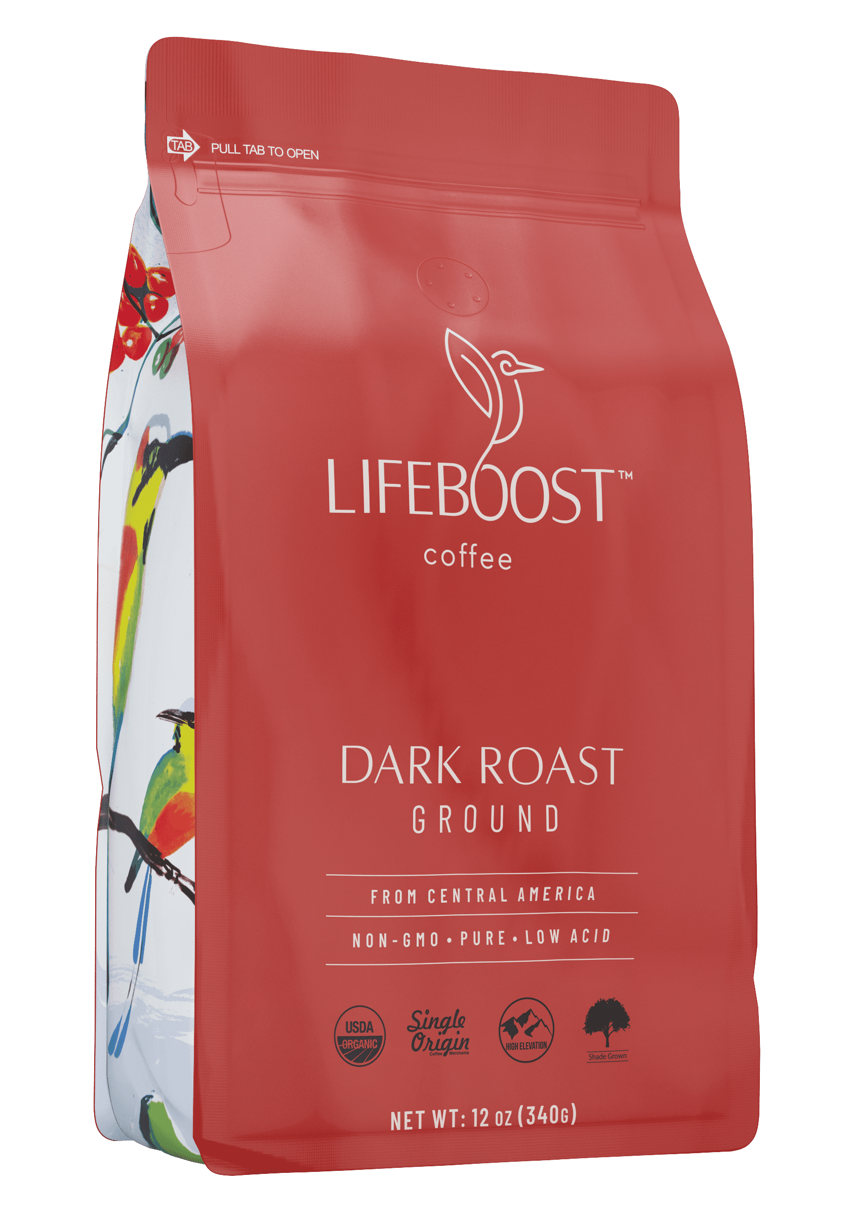 Lifeboost Coffee Dark Roast Ground Coffee, Organic, Low Acid, NonGMO