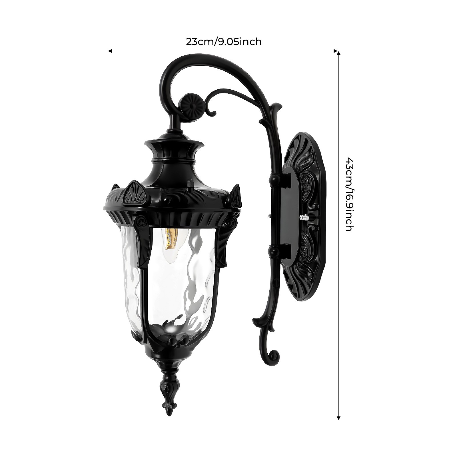 Retro Exterior Wall Light Sconce Outdoor Patio Porch Lamp Lantern Fixture Black for Front Door,Hallways