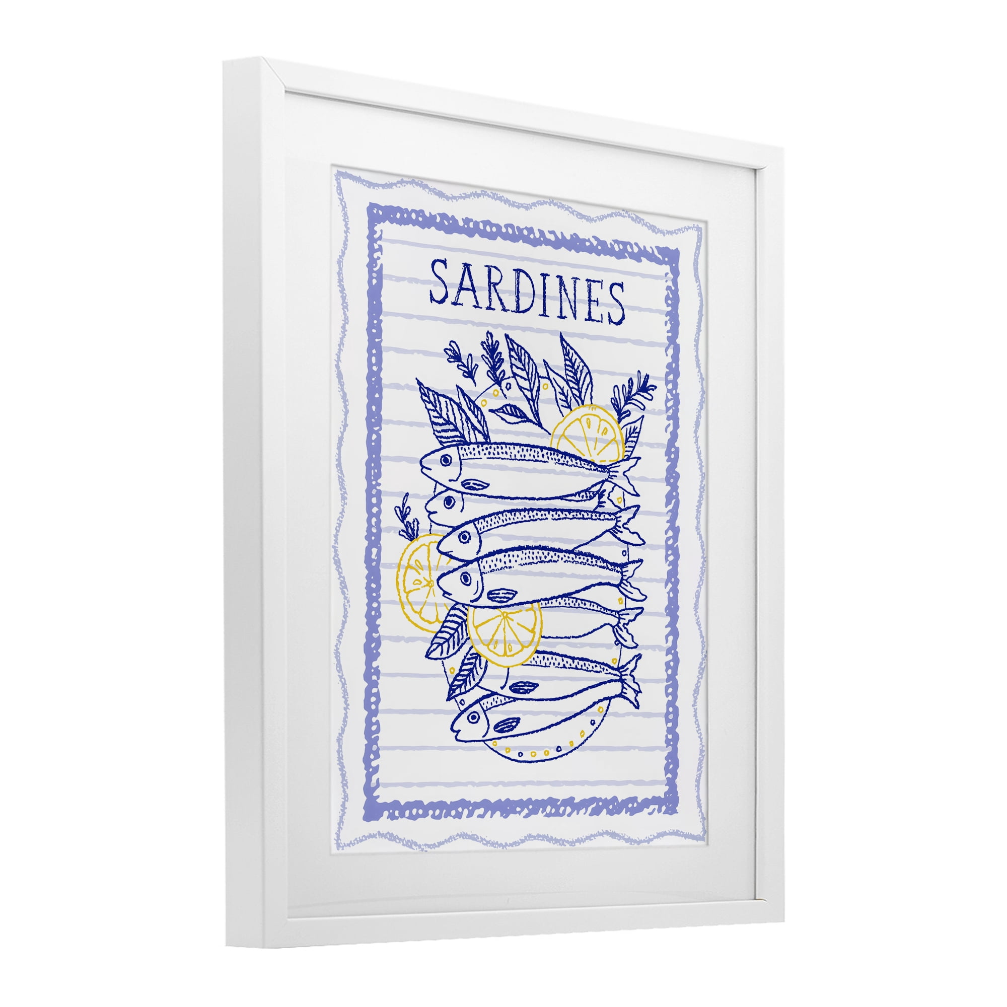 Stupell Industries Sardines Pile with Lemons White Framed Print Under Glass, design by Creative Studio