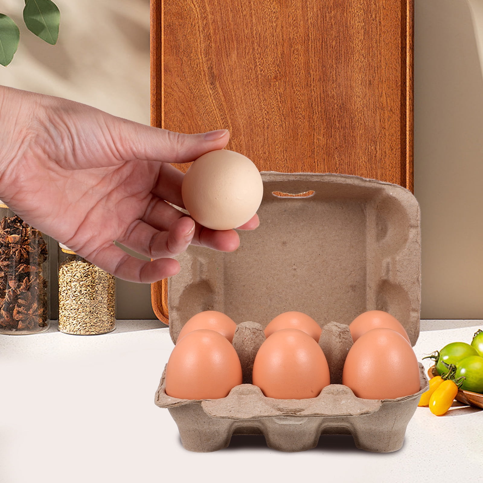Blank Egg Cartons Bulk 25 Pack- Holds Up to Half Dozen 6 Count Eggs Cardboard Thickness Natural Pulp Egg Boxes