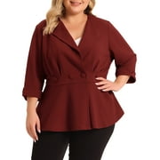 MODA NOVA Juniors Plus Size Curve 3/4 Sleeve Peplum Bomber Work Blazer