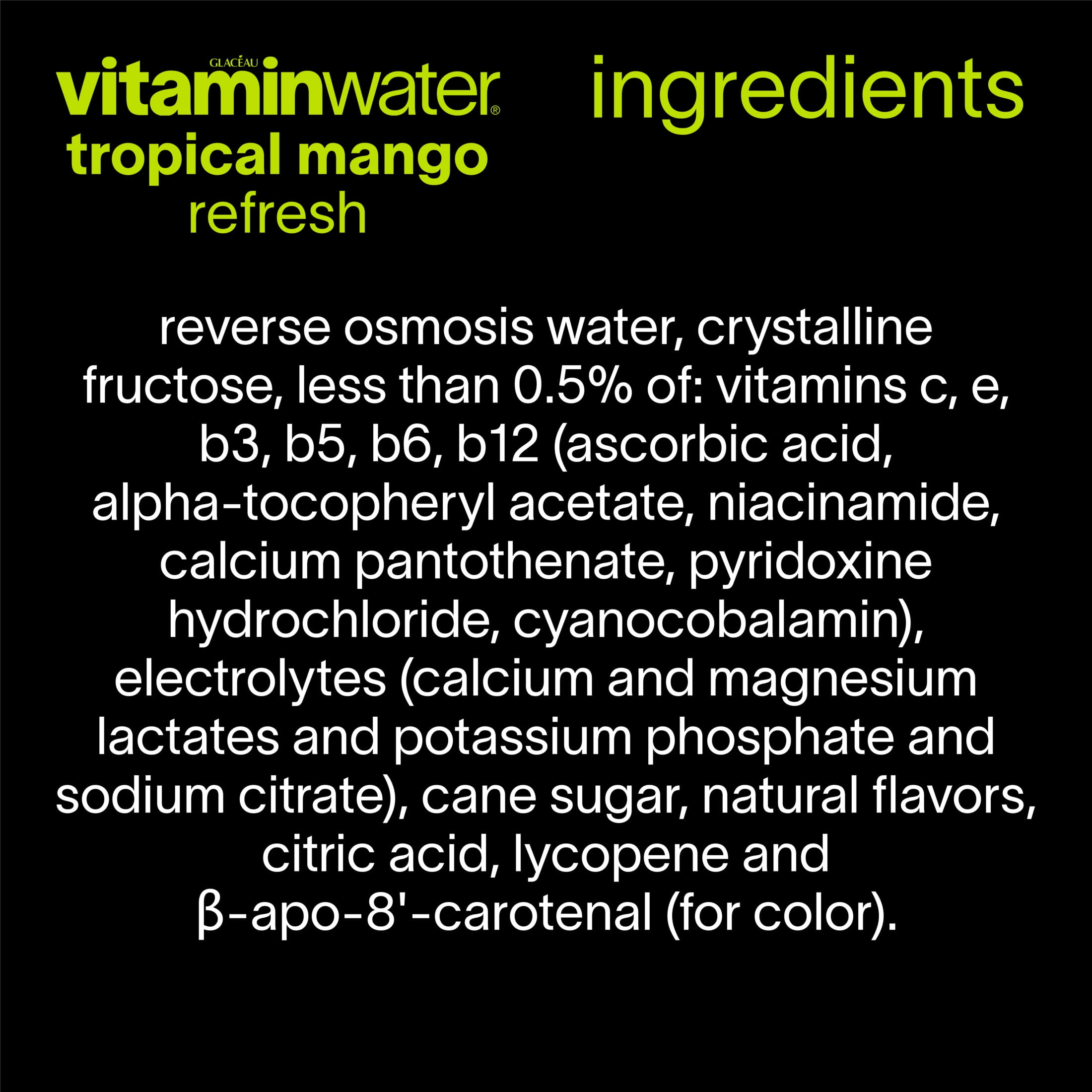 vitaminwater Refresh Tropical Mango Flavored Water Beverage Bottle, 20 fl oz