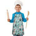 thumbnail image 2 of Blue Christmas Santa and Snowman Pattern Kids Aprons for Girls and Boys,Adjustable Neck Strap Toddler Aprons for Kids Cooking Baking, 2 of 7