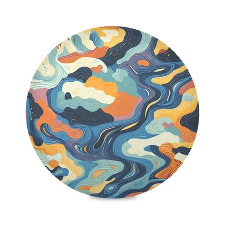 

Round Plate Mat 15.4x15.4 Inchesx4 Placemat Table Mat Kitchen Mat Coffee Mat Fabric Thick Strong Wear-Resistant Heat Resistance Color River Seamless Pattern