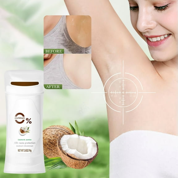 HYLLai Coconut Deodorant Cream - Long-Lasting Odor Control for Underarms, Feet & Body, 74g