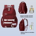 thumbnail image 2 of DAKIMOE Large School Backpack for Girls Boys Lightweight Spacious Kids Bookbag with Multiple Pockets for Middle School College, Wine Red, 2 of 6