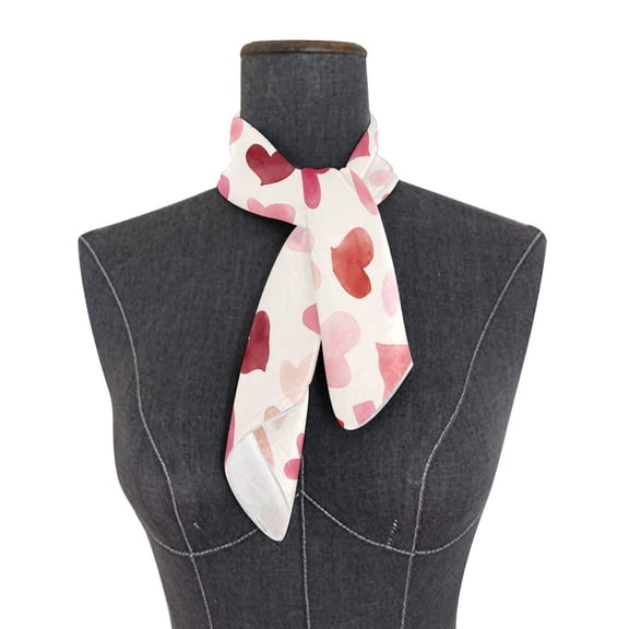 Square Scarf 24x24 Inch Romantic Heart Scatter Silky Satin Sun Protection Neck Scarf for Women Multi-Purpose Head Wrap Bandana for Hair Bag Decoration