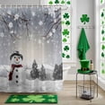 thumbnail image 5 of Snowman Christmas Shower Curtain Set with Hooks, Gray Winter Snow Scenery Waterproof Fabric Bathroom Curtains Decor Home Accessories,72 X 72 Inch Long, 5 of 9