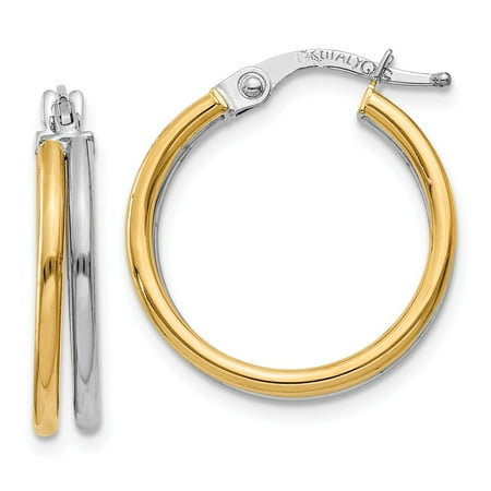14k Two Tone Gold Post Hoop Earring 14k Two Tone Gold Post Hoop Earring