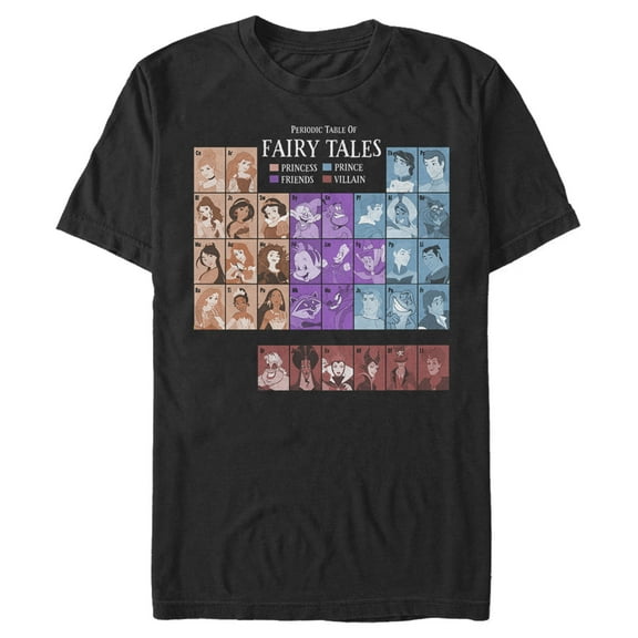 Men's Disney Princesses Periodic Table Graphic Tee Black Large