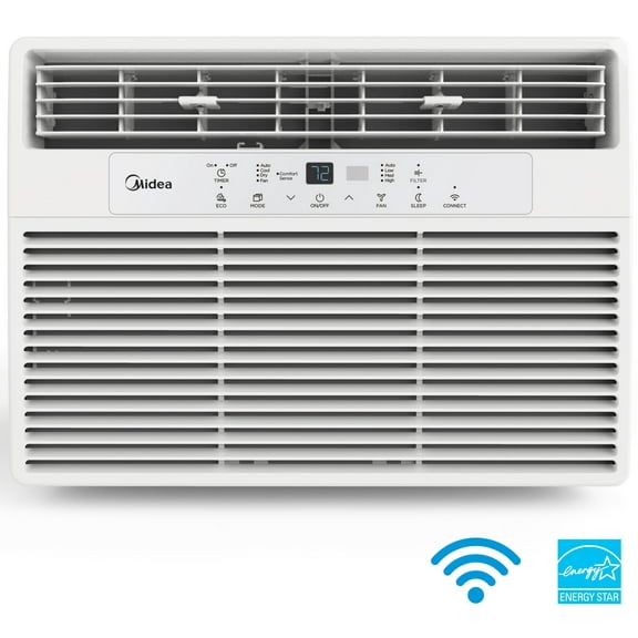 Midea 10,000 BTU 115V Smart Window AC with Comfort Sense Remote, White, MAW10S1WWT-T
