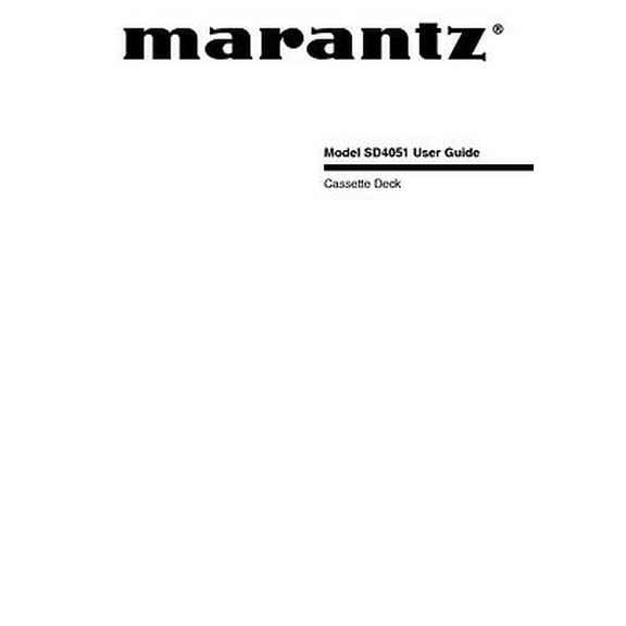 Instruction Manual ONLY for Marantz SD-4051 Cassette Deck Owners Manual REPRINT