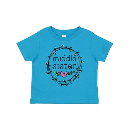 

Inktastic Middle Sister Leaves Circle Heart Gift Toddler Toddler Girl T-Shirt