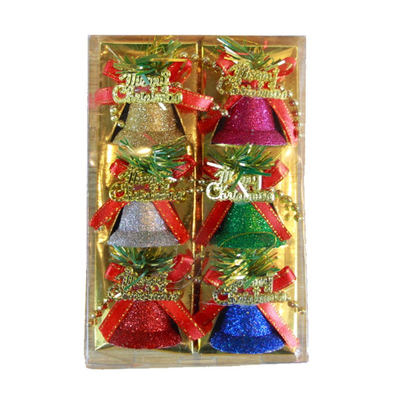 6pcs Christmas Tree Decor Shatterproof Gold Jingle Bells Ornament 