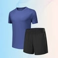 thumbnail image 4 of Wdfiry Workout Sport Sets for Men 2 Piece Outfits Summer Tracksuit Sets Fashion Cool Quick Dry Athletic Sets Solid Casual Short Sleeve V-Neck Shirts with Shorts, 4 of 6