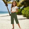 thumbnail image 5 of Liyamei Girls Beach Casual Pants with Solid Color Capri Style for Summer Comfort Size 5-14 Years, 5 of 7