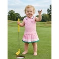 thumbnail image 6 of BemeyourBBs Toddler Baby Girl Golf Outfit Infant Baby Girl Summer Clothes Ribbed Sleeveless Half Button-up Collared Veast Tank Tops and Pleated Skirts Set Toddler Girls 2 Piece Summer Outfit, 6 of 9