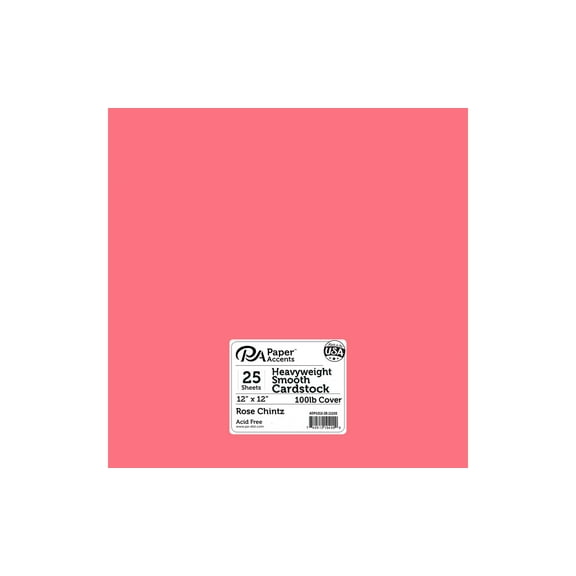 Paper Accents Cardstock 12"x 12" Heavyweight Smooth 100lb Rose Chintz 25pc