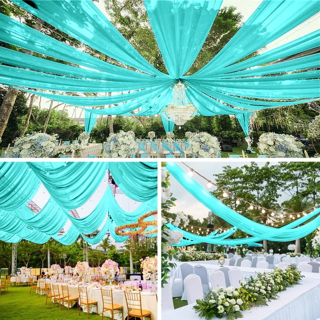 6 PanelsCeiling Drapes Long Vaulted Draping Fabric DIY Wedding Drapes Curtains (5ftx10ft/5ftx20ft )