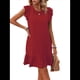 thumbnail image 1 of Vestidos de Verano para Mujer, Cuello Redondo, Corta, Dobladillo con Volantes, Vestido Mini Informal, Rojo, Talla L, 1 of 7