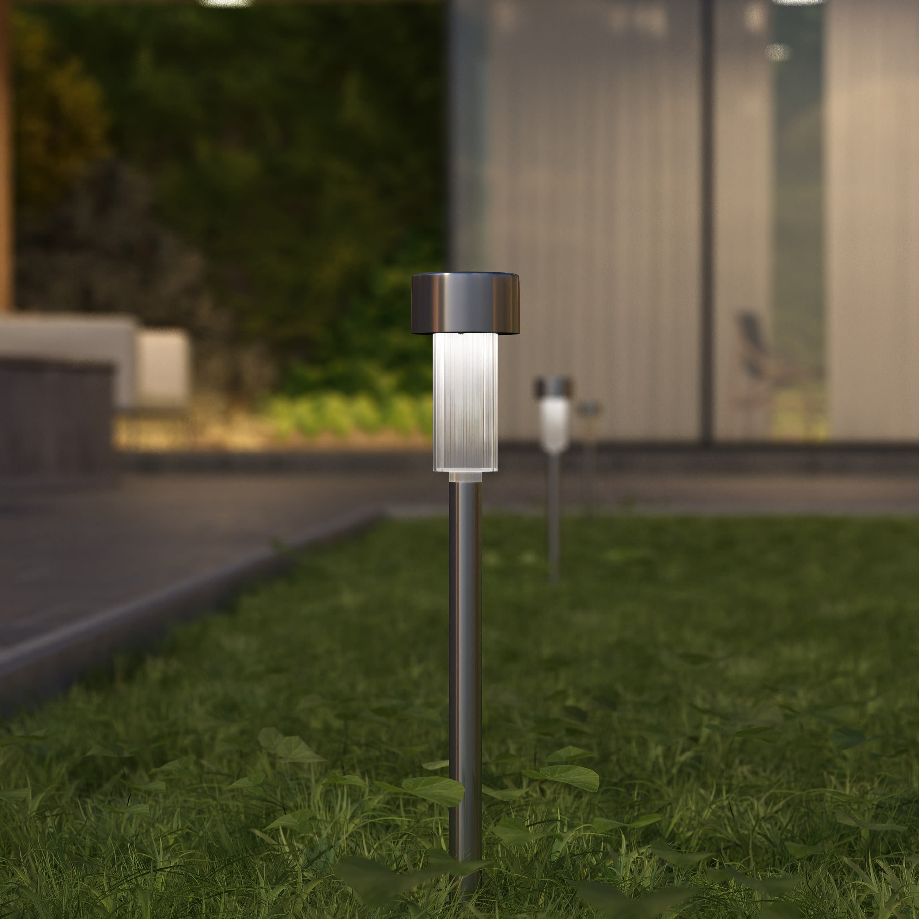 12/24PCS Outdoor Solar Powered Stainless Steel LED Light Lawn Pathway Yard Lamp 