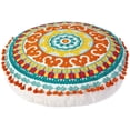 thumbnail image 1 of Cojín redondo de algodón de 18" para sala de estar, dormitorio, yoga, decoración bohemia para exteriores y puf otomano, almohada de piso étnica bohemia, 1 of 5