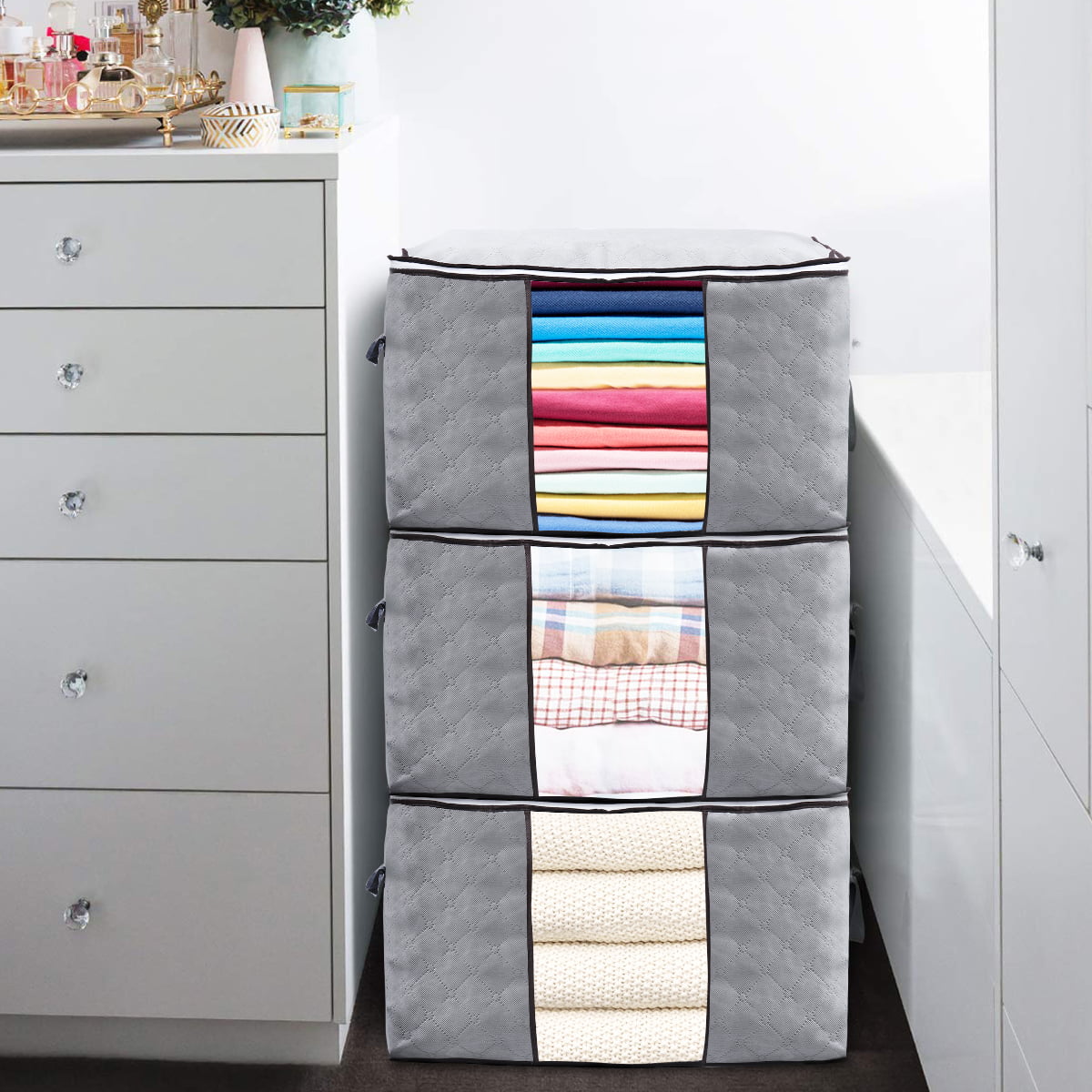 Large Capacity Clothes Quilt Storage Bag Organizer with Handle Clear Window  Sturdy Zipper for Comforters Blankets Bedding Clothes Only $5.99 PatPat US  Mobile