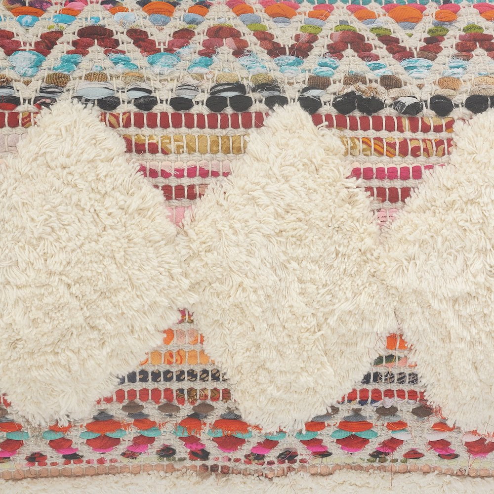 Ox Bay 14" x 36" Hand-Woven Multicolored/ Cream Diamond Organic Cotton Pillow Cover