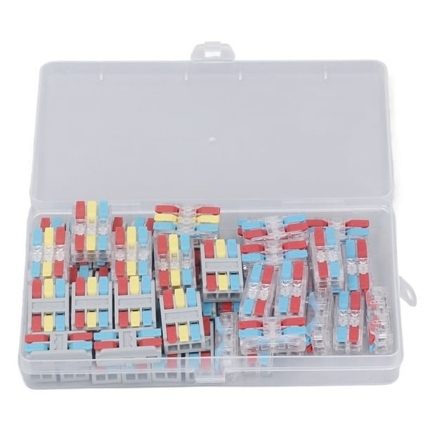 50 piezas de conector de cable rápido, empalmes en línea de 2 y 3 circuitos, conector de cable de palanca a presión retardante de llama
