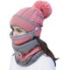 thumbnail image 1 of Conjunto de gorro de punto JAMW para mujer a la moda con mascarilla y bufanda rosa, 1 of 5