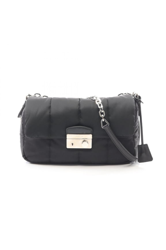 Pre-Owned Prada TESSUTO BOMBER Shoulder Bag/Handbag, Nylon and Leather, Women's, Black (BR5024)