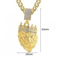 thumbnail image 2 of Hip Hop Lion Head Pendant Necklace Charm 14K Yellow Gold Iced Out Cubic Zircon Animal Necklace For Men Jewelry Gifts, 2 of 7