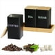 thumbnail image 4 of Juego de 3 Botes para Té, Café y AzúCar con Bandeja, Tarros de Hierro para Té y Café con Tapa de Bambú, Recipientes para Café, AzúCar y Té B, 4 of 4