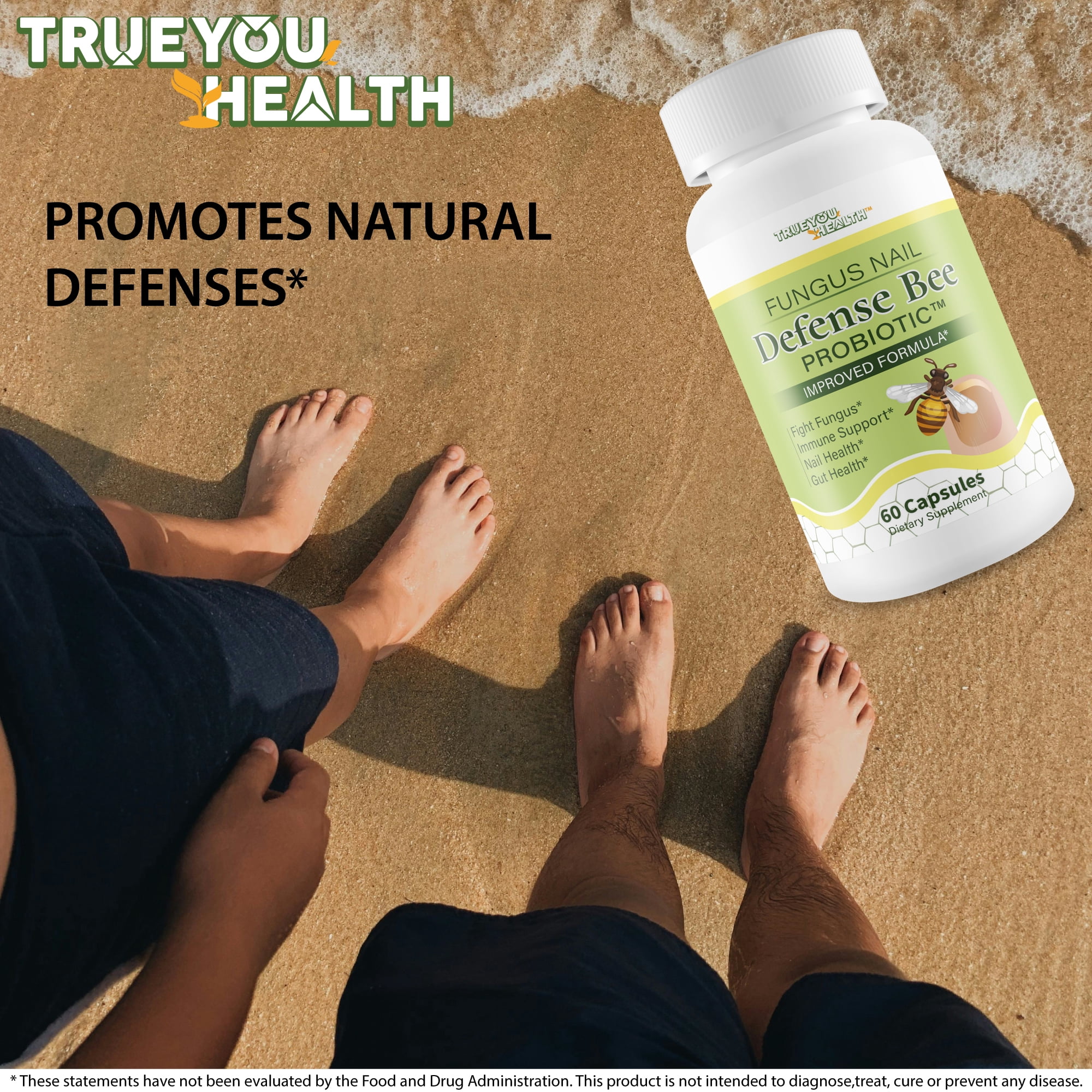 Fungus Nail Defense Bee Probiotic - Improved Formula - Our Best Skin, Candida, & Toenail Fungus Probiotic - Our Best Nail Fungus Treatment for Toenail - Orly Nail Defense Fungus Nail Fungus Treatment